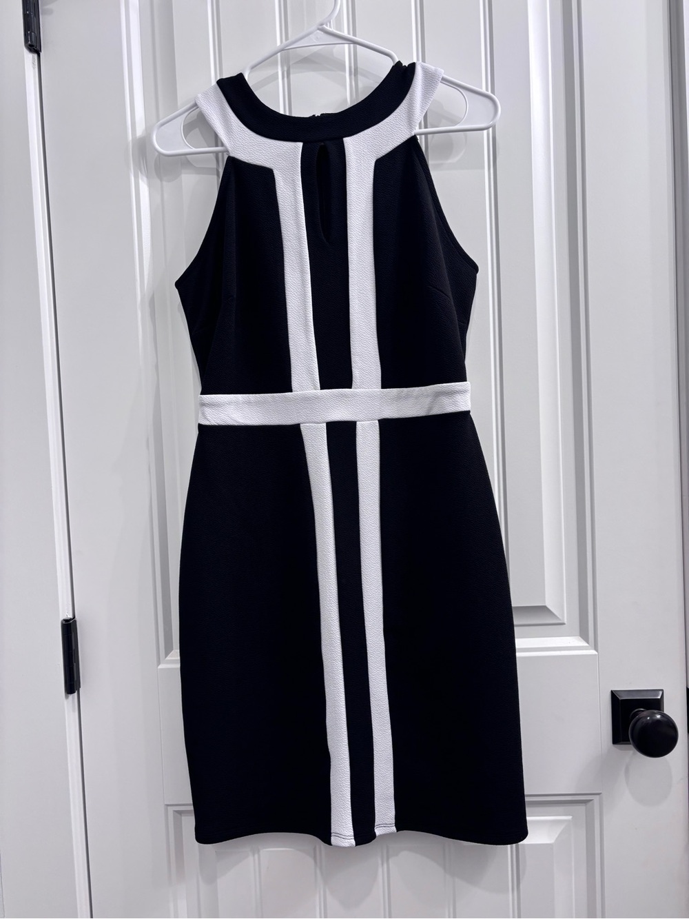 Cato Black Dress with White Contrast Stripes